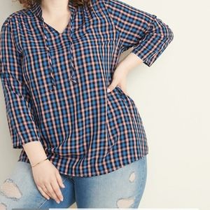 Plaid Mandarin collar Old Navy Top